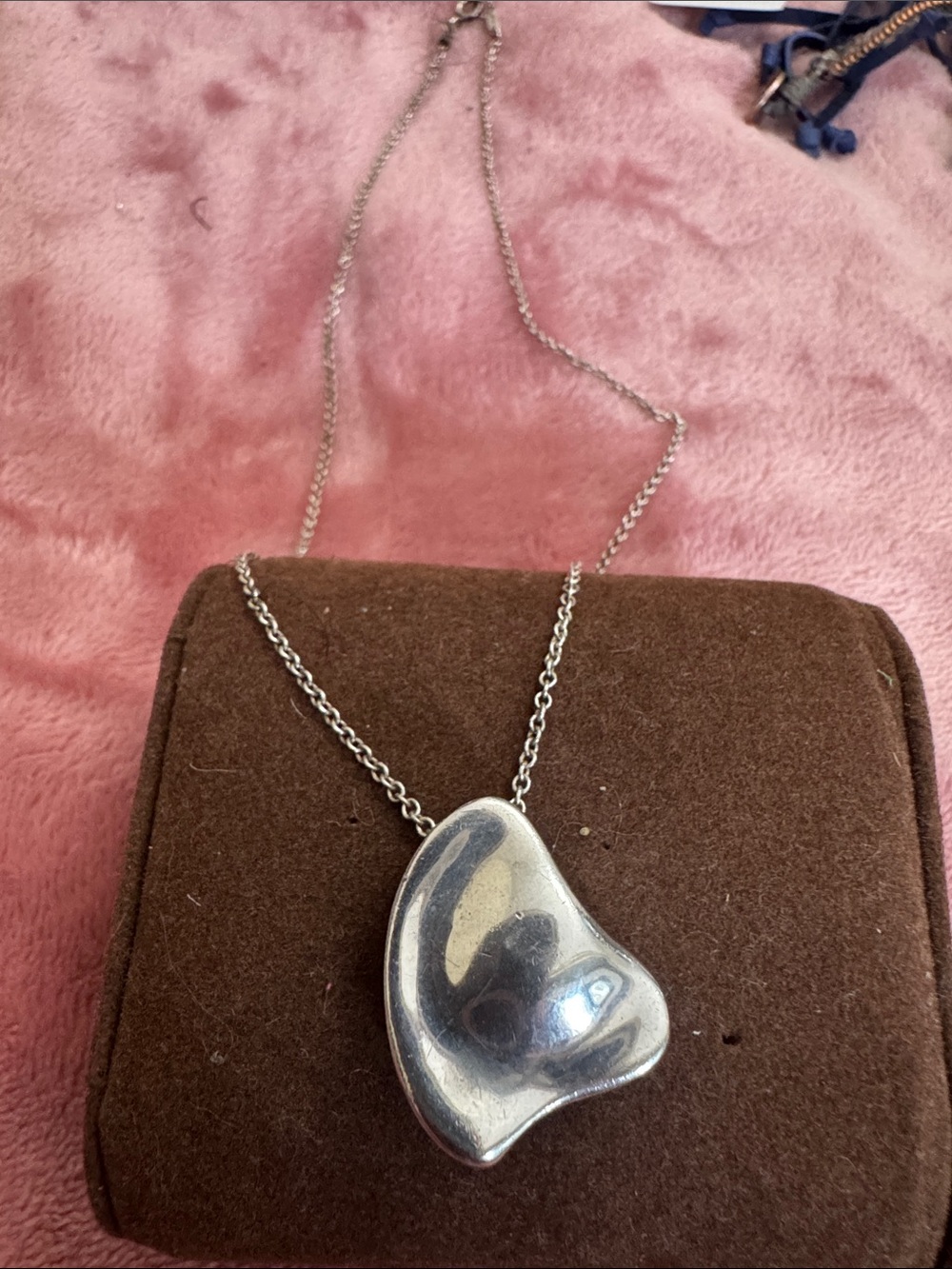 Sterling Silver Organic Heart Pendant Necklace - Silver